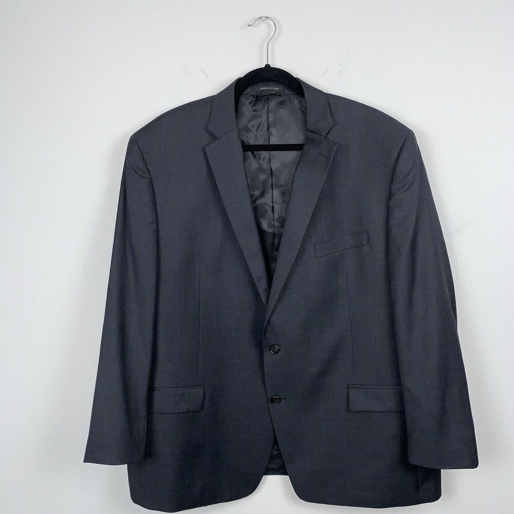 Lauren Ralph Lauren Blazer Men 50R Blue Windowpane Plaid Coat Classic Wool Blend